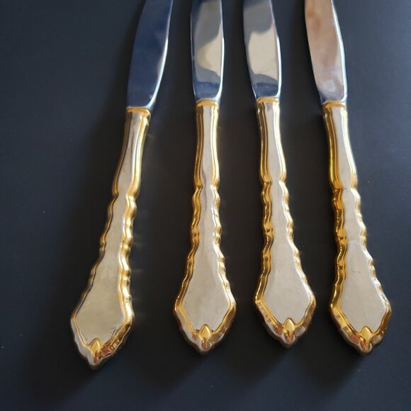 4pc Oneida GOLDEN ROYAL CHIPPENDALE Community Stainless Flatware Dinner Knife 9" - Picture 5 of 8